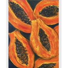 Juicy Papaya Fruits — Original Oil Painting